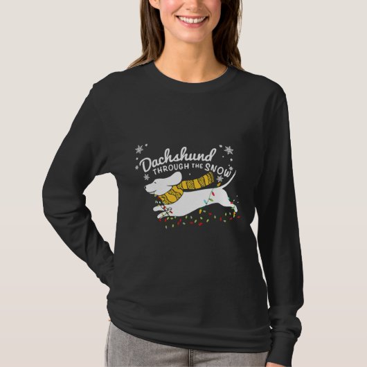 Dachshund Fairy licht door sneeuw T-shirt (Voorkant)
