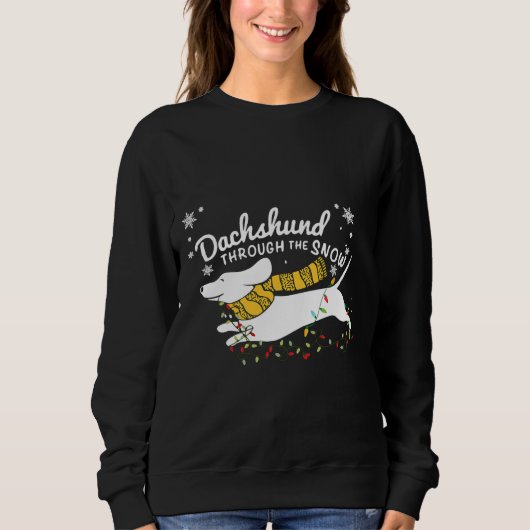 Dachshund Fairy Lights Through The Snow Trui (Voorkant)
