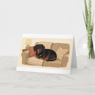 Dachshund Familie Bank Cuddle Wenskaart Kaart