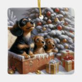 Dachshund familie gepersonaliseerde boom Ornament (Voorkant)
