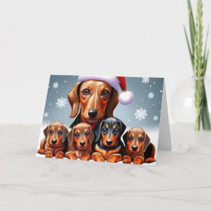 Dachshund Familie Kerst Wenskaart Kaart