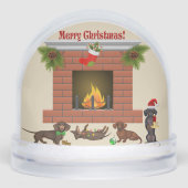 Dachshund Family Christmas Sneeuwbol (Voorkant)