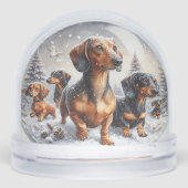 DACHSHUND FAMILY SNOW GLOBE SNEEUWBOL (Voorkant)