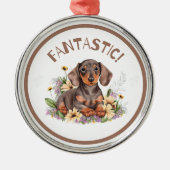 Dachshund Fantastic Metalen Ornament (Voorkant)