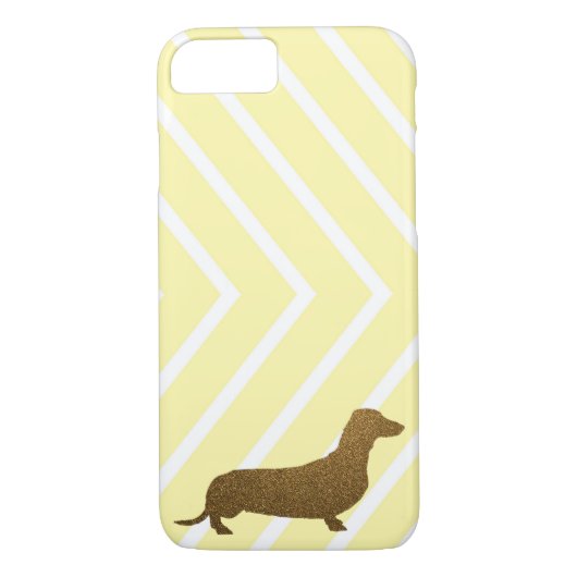 Dachshund Faux Glitter | Dog Icon Yellow Stripe Case-Mate iPhone Case (Achterkant)