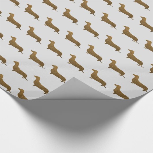 Dachshund Faux Glitter | Dog-pictogram Cadeaupapier (Hoek)