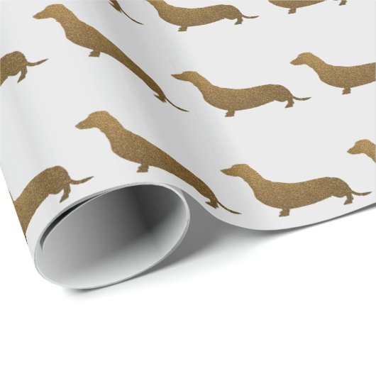 Dachshund Faux Glitter | Dog-pictogram Cadeaupapier (Rol Hoek)