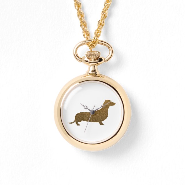 Dachshund Faux Glitter | Hondenliefhebber-pictogra Horloge (Voorkant)