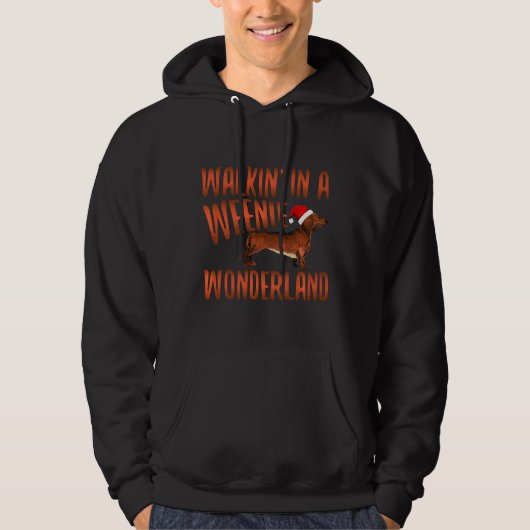 Dachshund Festive Dog Kerstmis Hoodie (Voorkant)
