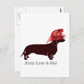 Dachshund Firefighter "Blijf laag" Briefkaart (Voorkant / Achterkant)