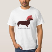 Dachshund Firefighter "Blijf laag" T-shirt (Voorkant)