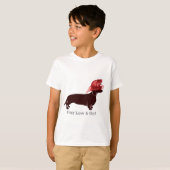 Dachshund Firefighter "Blijf laag" T-shirt (Voorkant volledig)