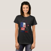 Dachshund Fireworks American Flag Independence Day T-shirt (Voorkant volledig)