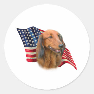 Dachshund Flag Ronde Sticker