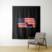 Dachshund Flag Vintage Wandkleed (In situ)