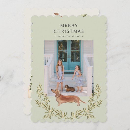 Dachshund Flat Holiday Kaart (Voorkant / Achterkant)