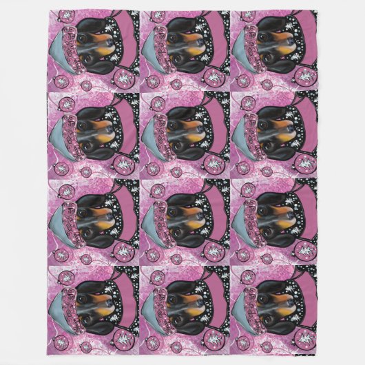 DACHSHUND FLEECE DEKEN (Voorkant)