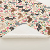 dachshund floral dogs crème  floral sherpa deken (3/4)