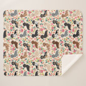dachshund floral dogs crème  floral sherpa deken (Voorkant (horizontaal))