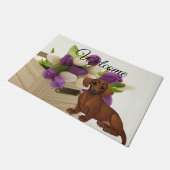 Dachshund Floral door Mat (Schuin)