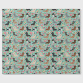 dachshund floral florals munt cadeaupapier (Vlak)