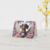 DACHSHUND FLORAL GEPERSONALISEERD SYMPATHIEKAART KAART (Gele Bloem)