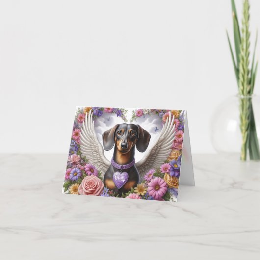 DACHSHUND FLORAL GEPERSONALISEERD SYMPATHIEKAART KAART (Voorkant)