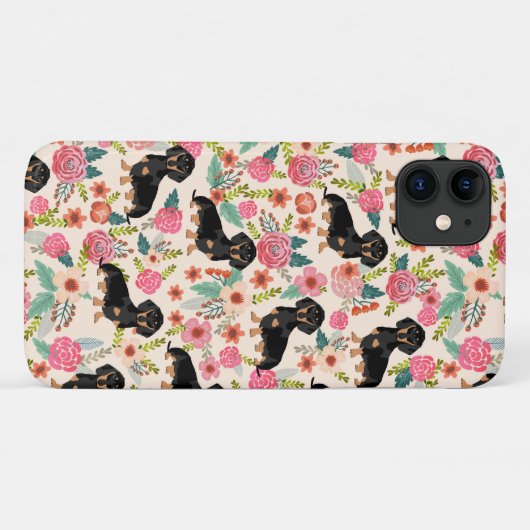 Dachshund Florals dog Black and tan Case-Mate iPhone Case (Achterkant (horizontaal))