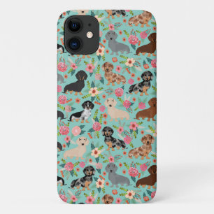 dachshund florals mint Case-Mate iPhone case