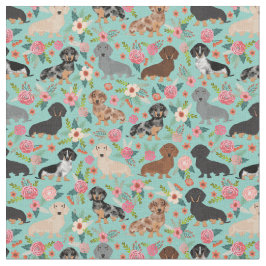 Dachshund  Florals Stof