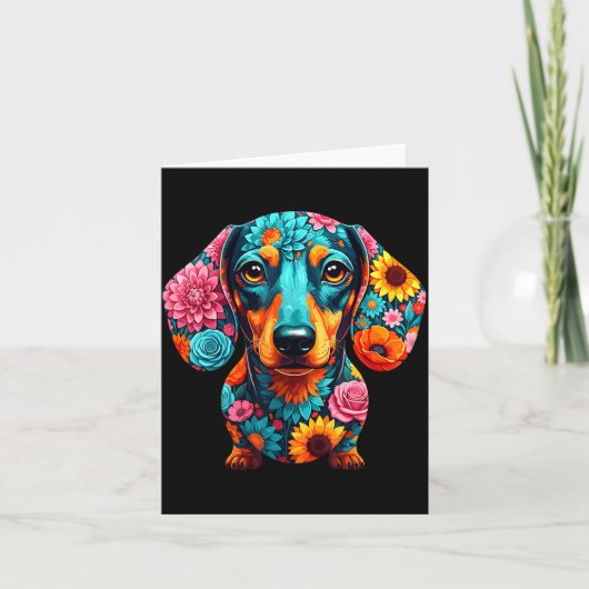 Dachshund Flower Funny Dog  Kaart (Voorkant)