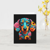 Dachshund Flower Funny Dog  Kaart (Gele Bloem)