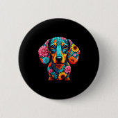 Dachshund Flower Funny Dog Ronde Button 5,7 Cm (Voorkant)
