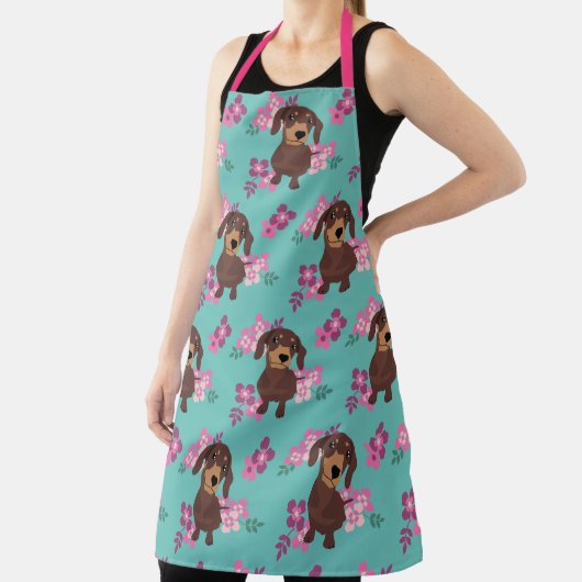 Dachshund Flowers Apron Schort (Insitu)