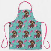 Dachshund Flowers Apron Schort (Voorkant)