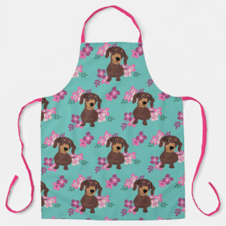 Dachshund Flowers Apron Schort