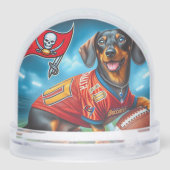 DACHSHUND FOOTBALL SPELER SNEEUWBOL (Achterkant)