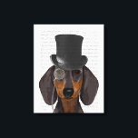 Dachshund, Formele hond en Pet Canvas Afdruk<br><div class="desc">Dachshund, Formele hond en Pet door FabFunky. Met een dapper dachshund met een leuke bovenste hoed en monocle. | 191404D</div>