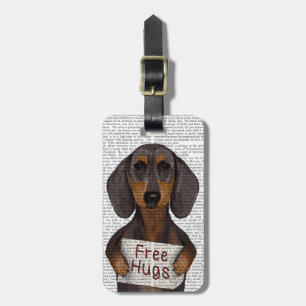 Dachshund Free Hugs Bagagelabel