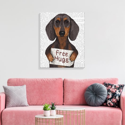 Dachshund Free Hugs Canvas Afdruk (Insitu (Woonkamer))