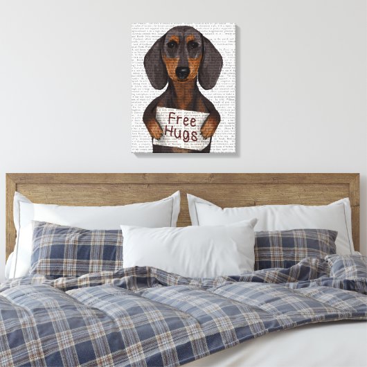Dachshund Free Hugs Canvas Afdruk (Insitu (Slaapkamer))