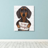 Dachshund Free Hugs Canvas Afdruk (Insitu (Houten vloer))