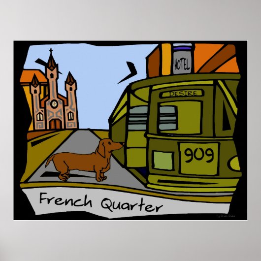 Dachshund French Quarter Streetcar Poster (Voorkant)