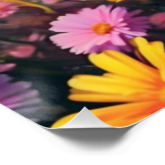 Dachshund Frolicking in een veld van kleurrijke bl Perfect Poster (Hoek)