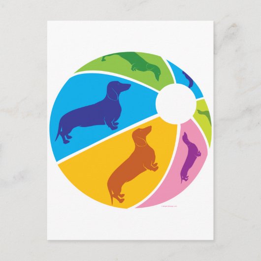 Dachshund Fun Beachball Briefkaart (Voorkant)