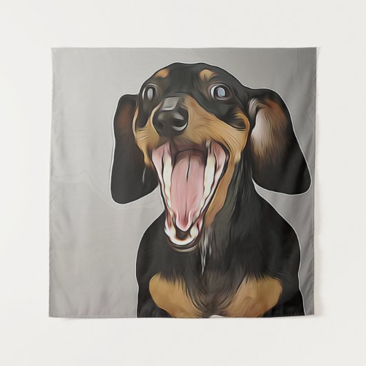 Dachshund Gaapt Dachshund Verjaardag Poster Wandkleed (Voorkant)