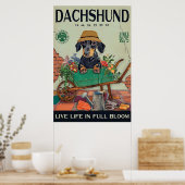 Dachshund Gardening grappig citaat cadeau Poster (Keuken)