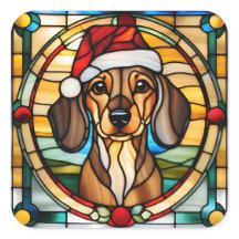 Dachshund Gebrandschilderde Glas Kerststicker