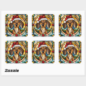 Dachshund Gebrandschilderde Glas Kerststicker Vierkante Sticker (Vel)