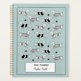 Dachshund geïllustreerd Hondenliefhebber Blue 2022 Planner